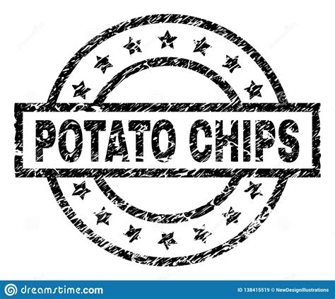 Scratched Textured Potato Chips Stamp Seal Stock Vector Illustration