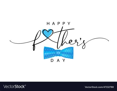 Happy Fathers Day Wishes With Heart And Blue Bow Vector Image