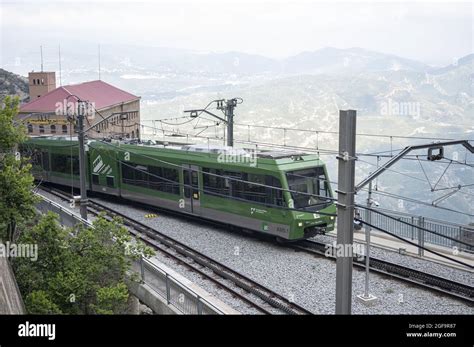 BARCELONA SPAIN Jun 28 2021 A Cogwheel Train Arriving At The