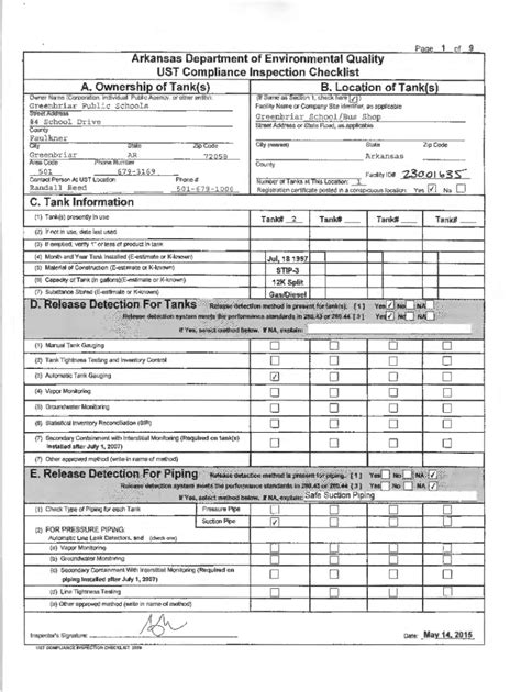 Fillable Online Ust System Inspection Checklist Pdf Free Download Fax Email Print Pdffiller