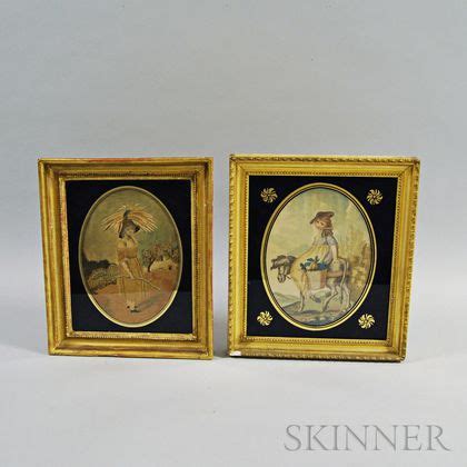 Sold At Auction Two Framed Silk Needlework Pictures Auction Number