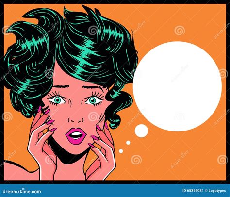 Omg Retro Pop Art Illustration Of Woman With The Speech Bubble Stock