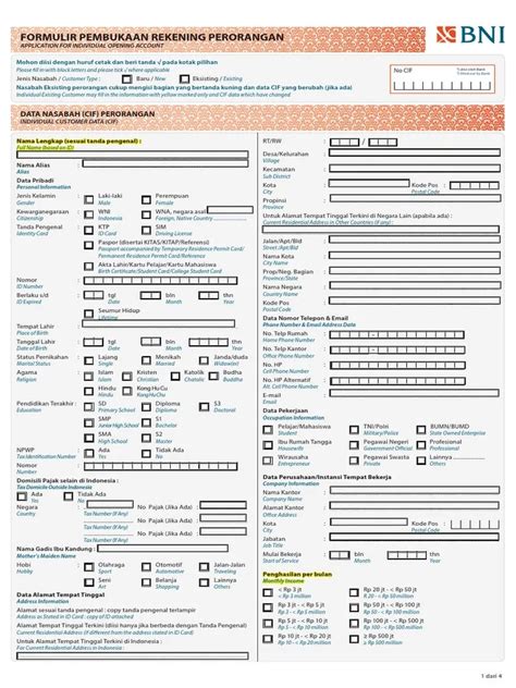 Formulir Pembukaan Rekening Dan Persetujuan Pelaksanaan Transaksi