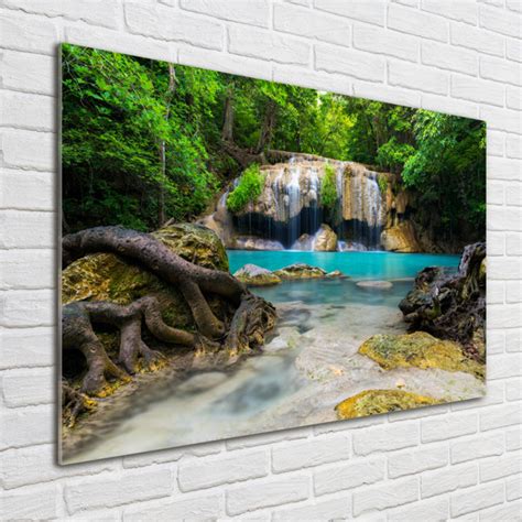 Union Rustic Glasbild Wasserfall Im Wald Wayfair De