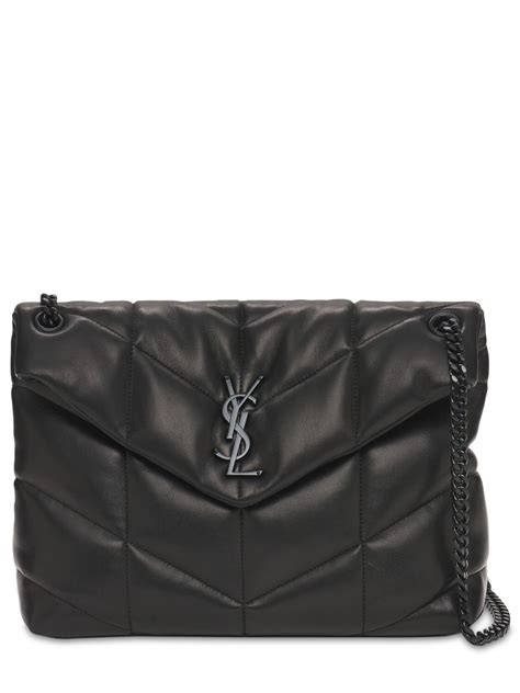 Saint Laurent Medium Loulou Puffer Quilted Leather Bag In Black Modesens