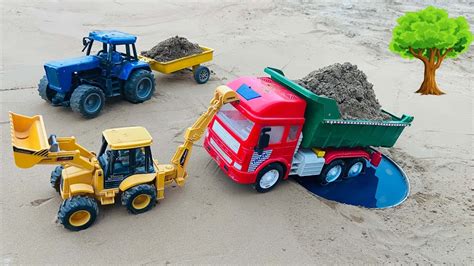 Scania Truck Stuck In Mud Pulling Out Sonalika Tractor Mini Tractor