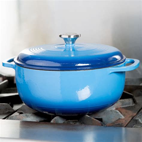 Lodge Ec6d33 6 Qt Caribbean Blue Enameled Cast Iron Dutch Oven