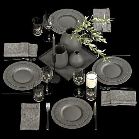 Table Setting Black Stone 3D model | CGTrader