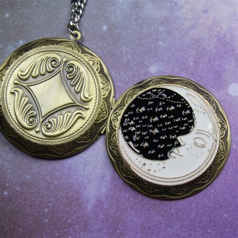 Phases Of The Moon Photo Locket Witchy Woman Moth Necklace Etsy