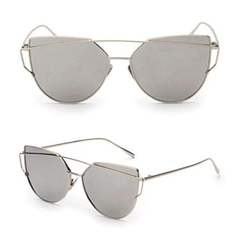 Women Fashion Twin Beams Classic Metal Frame Mirror Sunglasses