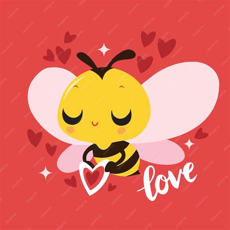 Premium Vector Cartoon Super Cute Honey Bee In Love