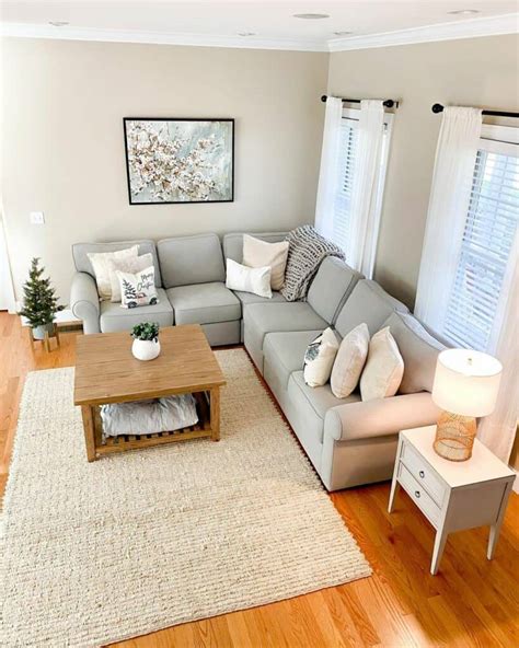 Small Gray Sectional Couch With White End Table - Soul & Lane