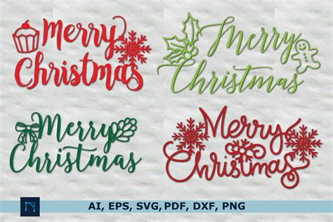 Merry Christmas Typography SVG Bundle Graphic by NGISED · Creative Fabrica