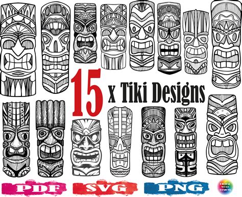 Tiki Svg Tiki Mask Png Tiki Silhouette Luau Svg Totem Etsy