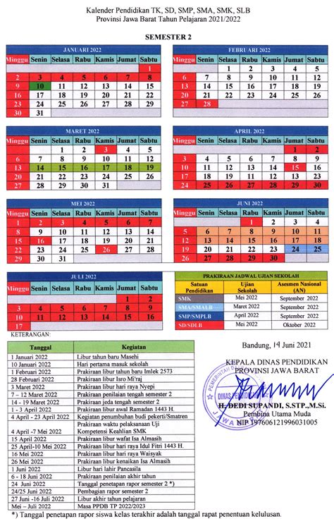 Kalender Pendidikan Tahun Pelajaran Jawa Barat