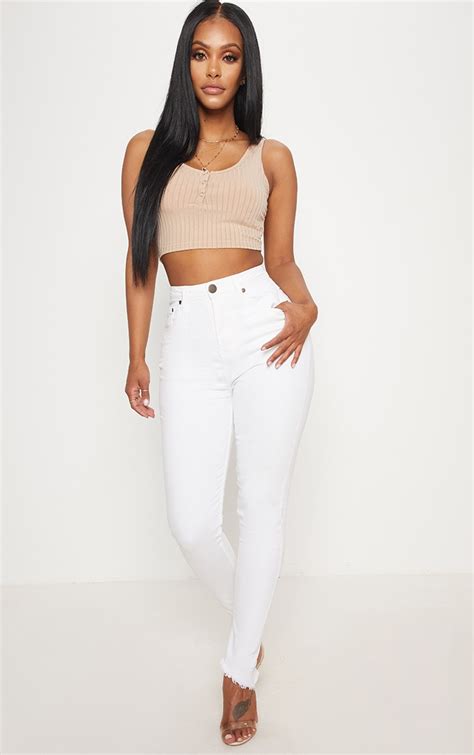 Shape White High Waist Skinny Jeans Prettylittlething Usa