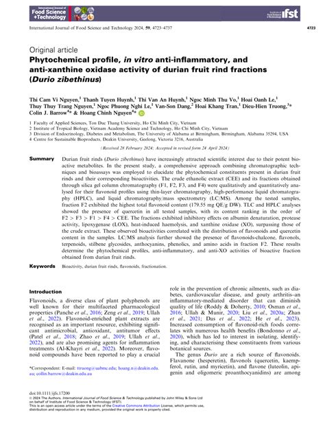 Pdf Phytochemical Profile In Vitro Anti‐inflammatory And Anti