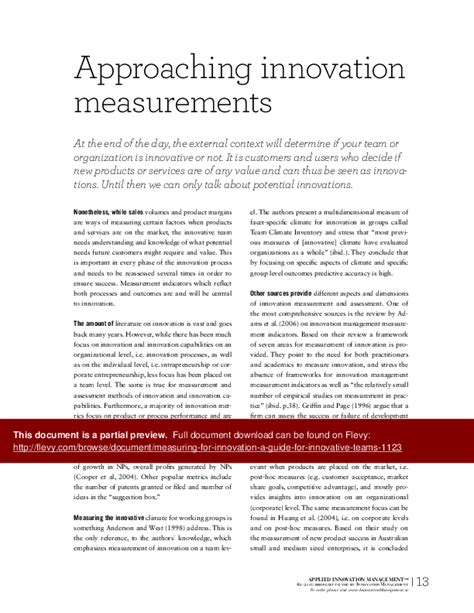 PDF Measuring For Innovation A Guide For Innovative Teams 30 Page