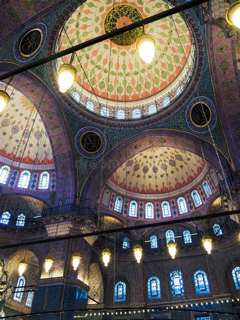 Beautiful Painted Ceiling Under The Domes In The Mosque Stock Image