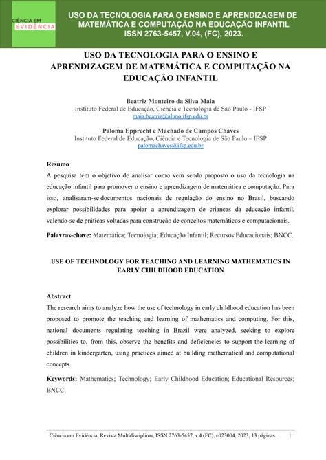 PDF USO DA TECNOLOGIA PARA O ENSINO E APRENDIZAGEM DE MATEMÁTICA E