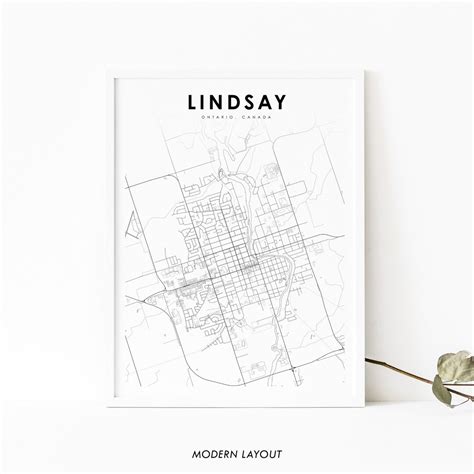 Lindsay Ontario Map Print ON Canada Map Art Poster Kawartha - Etsy