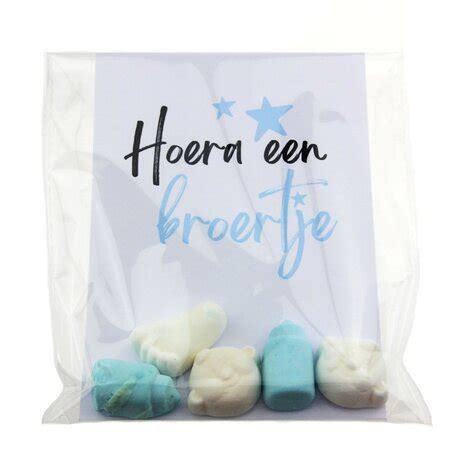 Geboortebedankje Hoera Een Zusje Of Broertje Geboortesnoepjes Organza