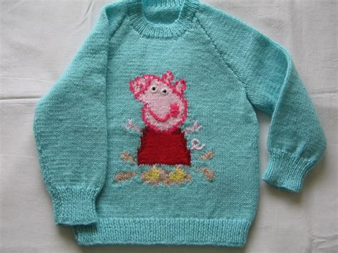 Hand Knitted Peppa Pig Jumper Chest 2461cm Etsy Uk Jumper Knitting