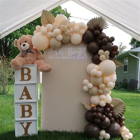 We Can Barely Wait Backdrop Baby Shower Balloon Arch Brown Baby