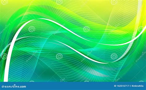 Abstract Green And Yellow Wave Lines Background Design Template Stock