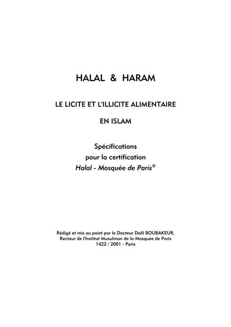 PDF HALAL HARAMHALAL HARAM LE LICITE ET L ILLICITE ALIMENTAIRE EN