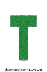 Grass Style Latin Alphabet Letter T Isolated On White Background Stock