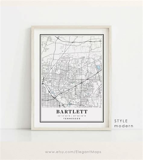 Bartlett Tennessee Map Bartlett TN Map Bartlett City Map - Etsy