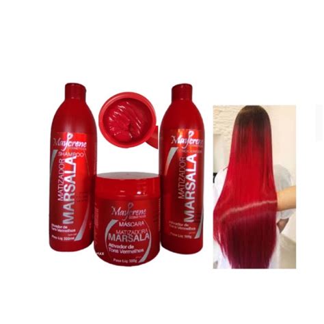 Kit Matizador Marsala Intensificador Tons Vermelhos Maycrene Shopee