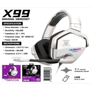 Nubwo X White Gaming Headset Hardcore Usb