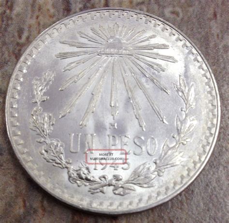 1945 Un Peso Mexican Silver Coin Brilliant White Coin