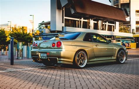 Обои Nissan Gt R Gold Skyline R34 картинки на рабочий стол раздел Nissan скачать