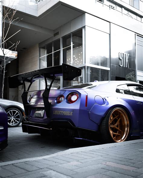 Purple Nissan Gt R R35 Fitted With A Liberty Walk Wide Body Kit Tunerdna