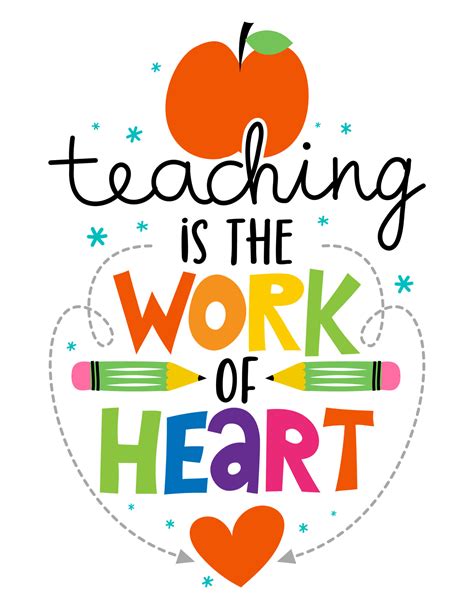 Teaching Is The Work Of Heart Colorful Calligraphy Design Gift Card