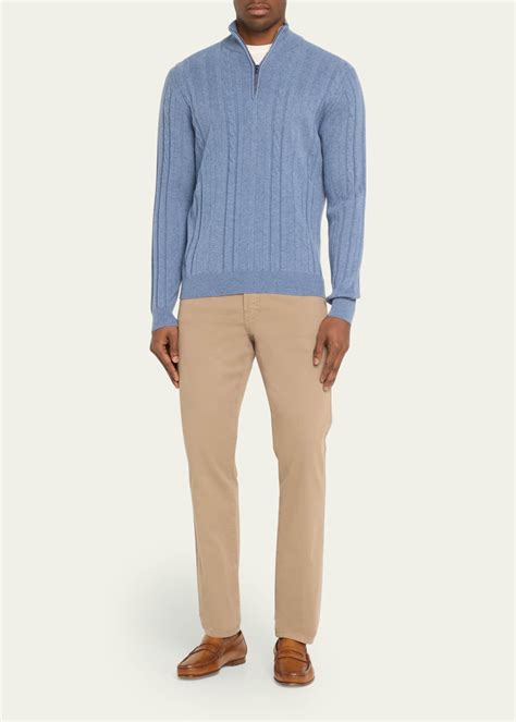 Fioroni Mens Cashmere Cable Knit Half Zip Sweater Bergdorf Goodman