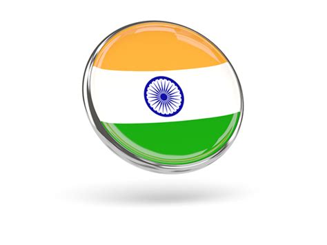 Round Icon With Metal Frame Illustration Of Flag Of India