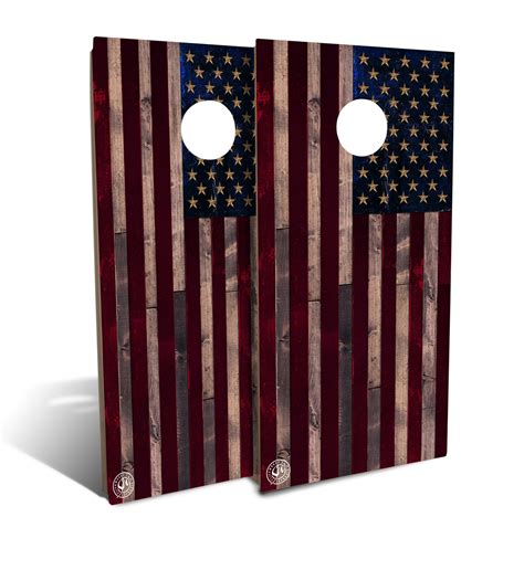 Rustic American Flag Backyard Regulation Cornhole Board Set