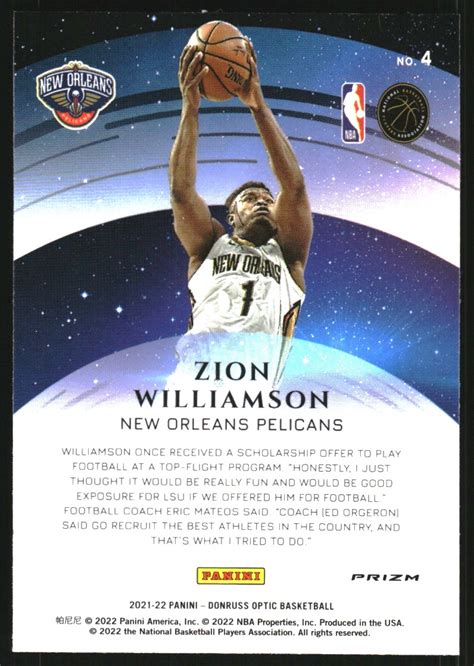 Donruss Optic Star Gazing Holo Zion Williamson Nm Mt