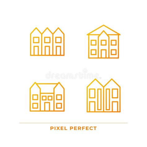 Luxury Houses Pixel Perfect Gradient Linear Vector Icons Set Stock