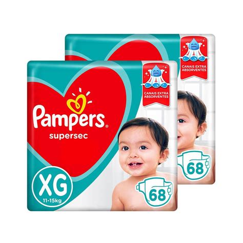 Kit De Fraldas Pampers Xg Supersec Jumbo 136 Unidades Em Promoção