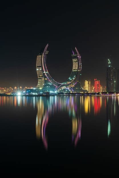 Premium Photo Katara Twin Tower Hotel Lusail Marina Park Doha Qatar