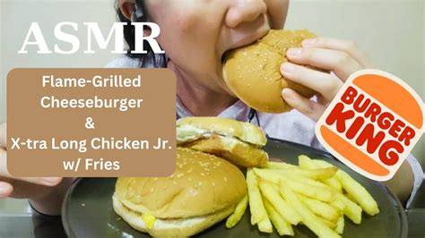 ASMR BURGER KING Flame Grilled Cheeseburger X Tra Long Chicken Jr W