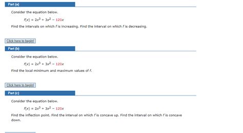 Solved Parta Consider The Equation Below Fx 2x3 3x2