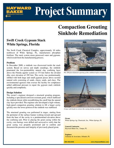 Compaction Grouting Sinkhole Remediation