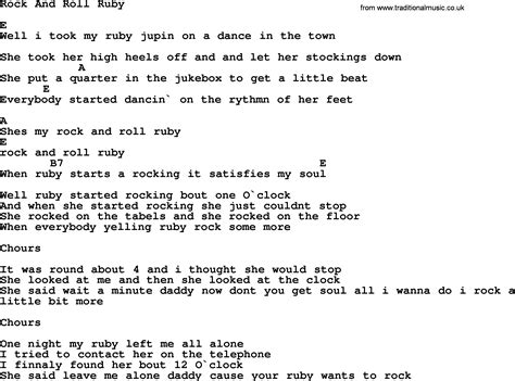 Johnny Cash Song Rock And Roll Ruby Lyrics And Chords