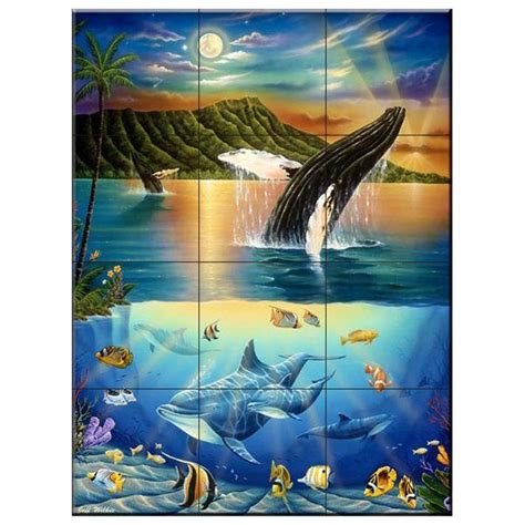 Tile Mural Diamond Head Beach By Jeff Wilkie Tropical Tile Murals